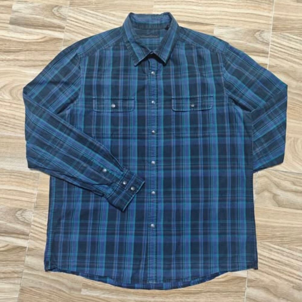 Deep Navy Plaid Flannel Overshirt